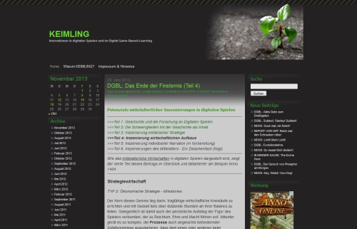 Webseite Keimling mit dem Beitrag Finsternis Teil 4